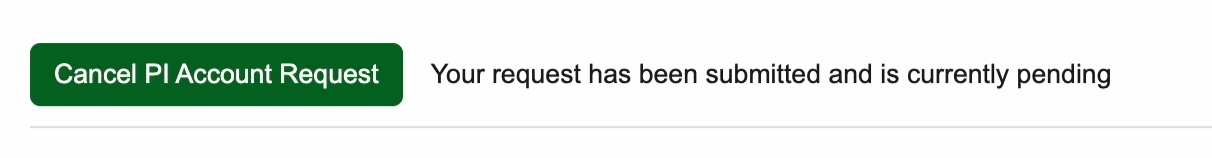 The message confirms your request is submitted and currently pending