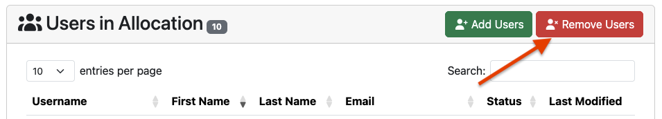allocation portal add users to allocation button