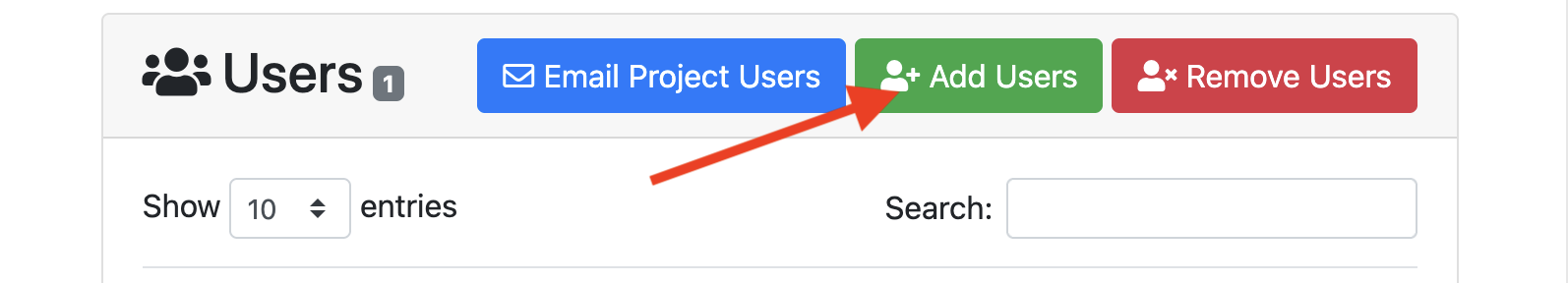 allocation portal project add users button