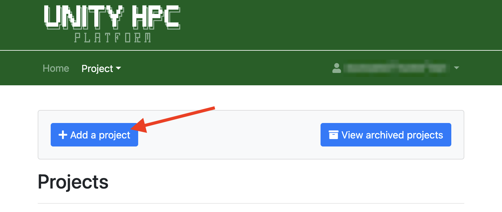 allocation portal create project button