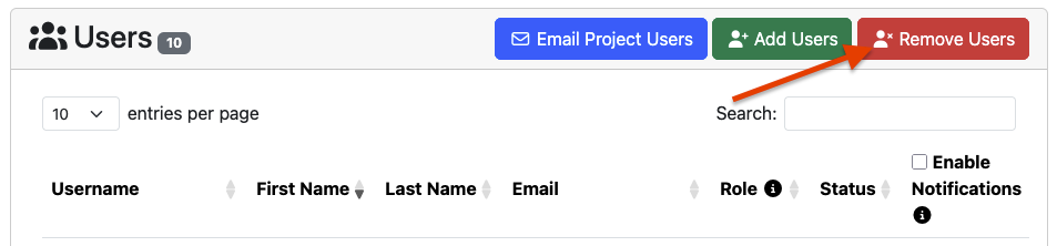 allocation portal project add users button
