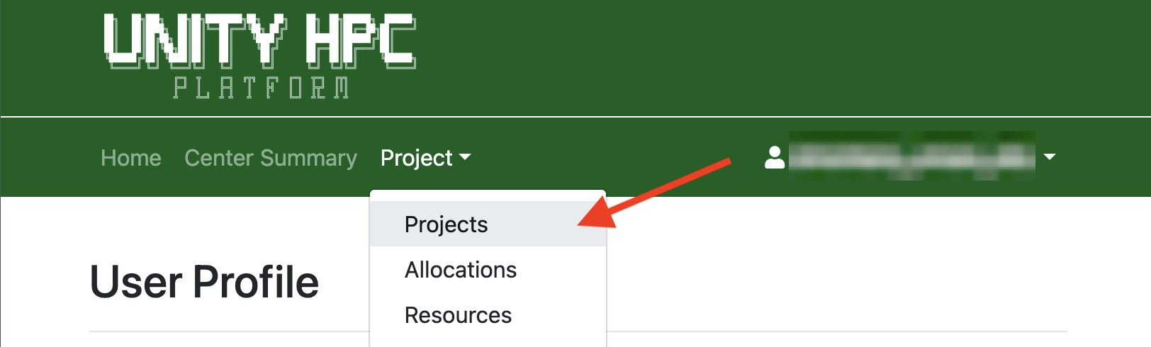 allocation portal projects button